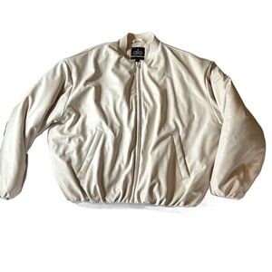 ALO Yoga Faux Leather Premier Bomber in Bone